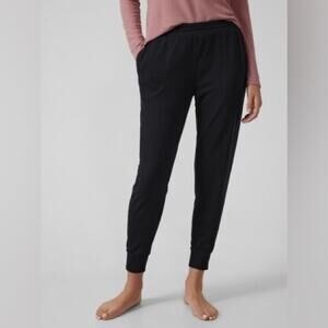 Athleta Wind Down Sleep Jogger Black Thermal Knit Lounge Pants Size Medium